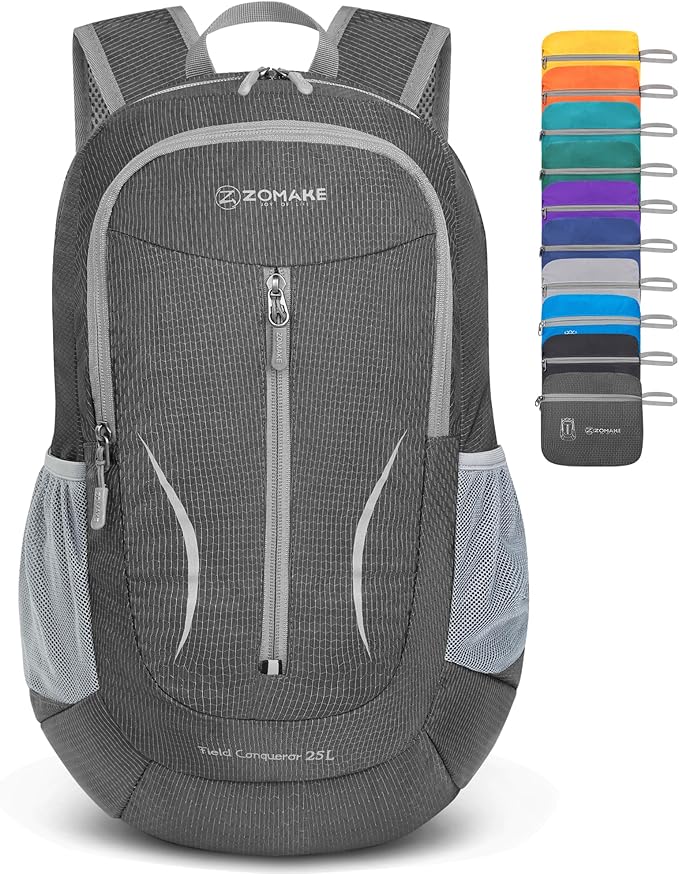 ZOMAKE Ultra Lightweight Packable Backpack 25L, Foldable Hiking Backpacks Water Resistant Small
