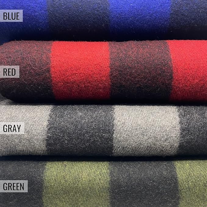Arcturus Plaid Wool Blankets - 4.5lbs Warm, Heavy, Washable, Large | Great for Camping, Outdoors