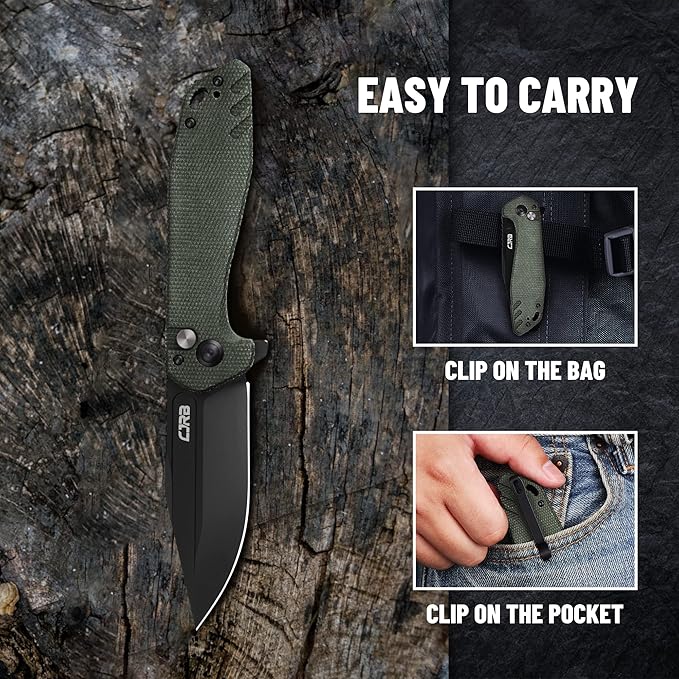 CJRB CUTLERY Folding Knife Riff (J1928) Button Lock Pocket Knife for Men Black PVD AR-RPM9 Steel