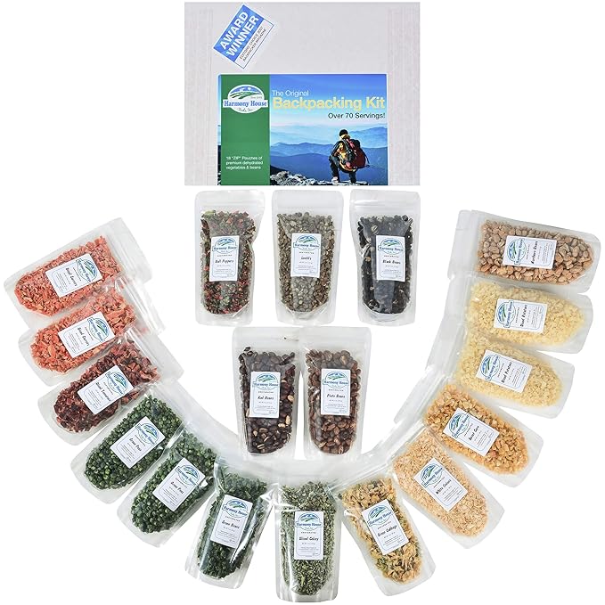 The Backpacking Kit - 18Ct Premium Lightweight Meals in 1 Cup Resealable Pouches by Harmony House