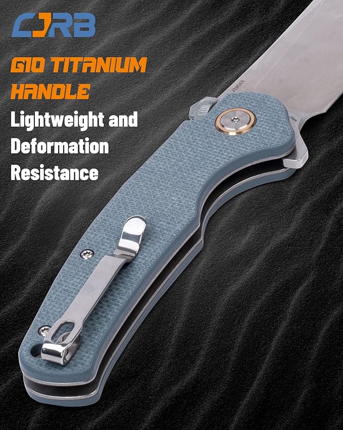 CJRB Crag Tactical Knife,Cleaver Pocket Folding Knife with Stonewash AR-RPM9 Steel Blade and G10