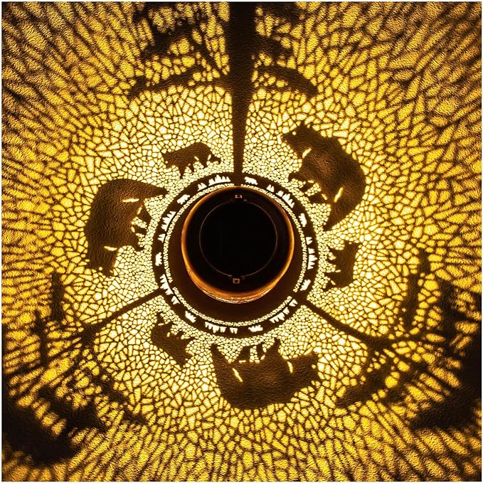 Bear Solar Lanterns Outdoor Waterproof,Hanging Solar Lights Bear Gifts for Women Men Metal LED