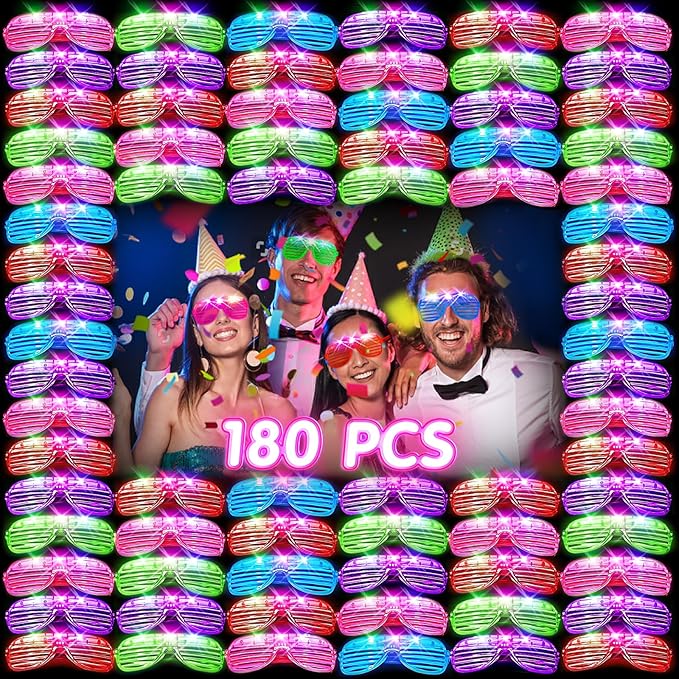 180 PCS Light Up Glasses, Glow In The Dark Party Supplies, LED Glasses, Glow Glasses, Glow In The