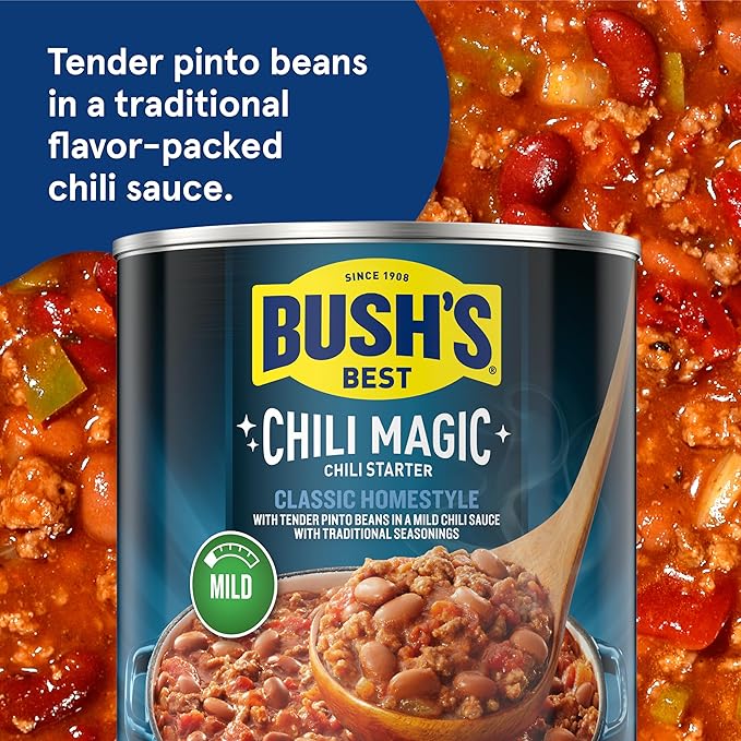 BUSH'S BEST Canned Chili Magic Chili Beans Starter Traditional Recipe (Pack of 12), Source of Plant
