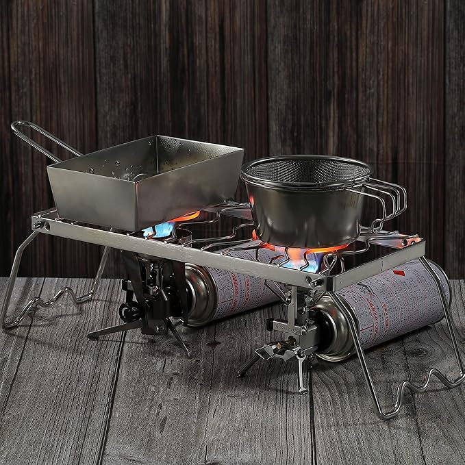 CAMPINGMOON Portable Folding Camping Campfire Grill over Fire Split Stoves 304 Stainless Steel