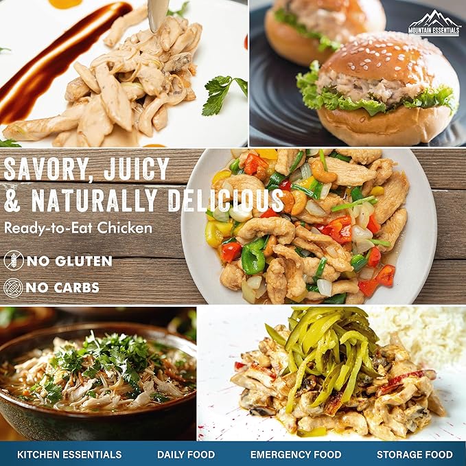 MOUNTAIN ESSENTIALS Fully Cooked Canned Chicken 28 Oz ??White Meat for Daily Meals, Camping &