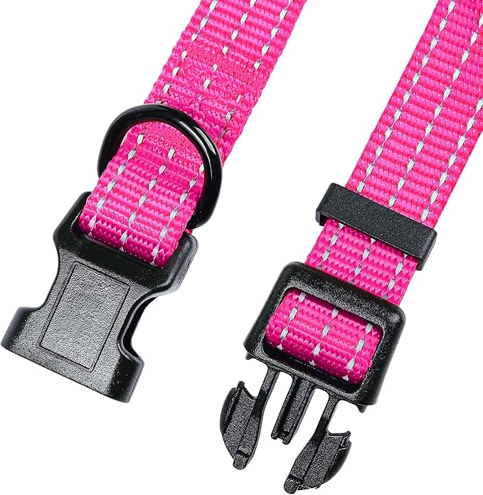 Mile High Life Dog Collar | Nylon Reflective Dog Collars | Light Weight Puppy Collars | Pink Dog