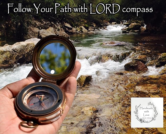 Trust in The Lord With All Your Heart - Proverbs 3:5-6 Quote Engraved Compass With Wooden Box