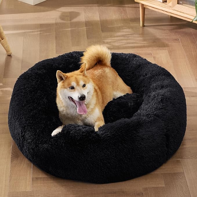 Bedsure Calming Dog Bed for Medium Dogs - Donut Washable Medium Pet Bed, 30 inches Anti-Slip Round