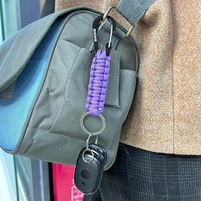 BRAVESHINE Paracord Keychain Carabiner Clip, D Ring Lanyard Hanger Stroller Hook for Water Bottle