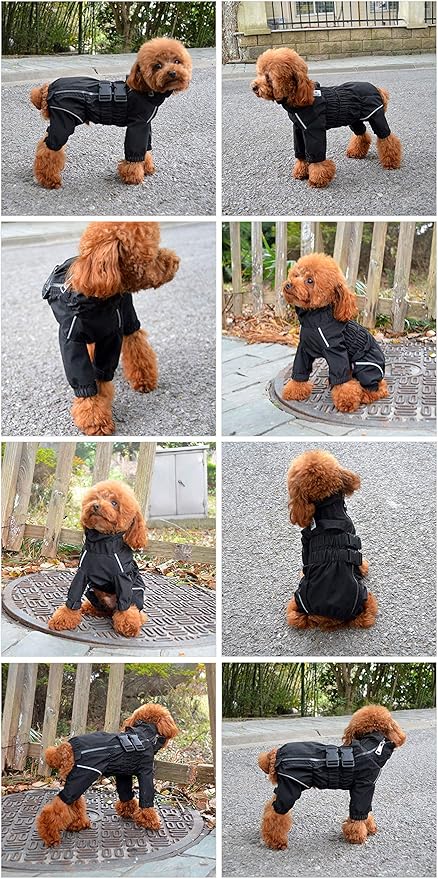 Dogs Waterproof Jacket, Lightweight Waterproof Jacket Reflective Safety Dog Raincoat Windproof