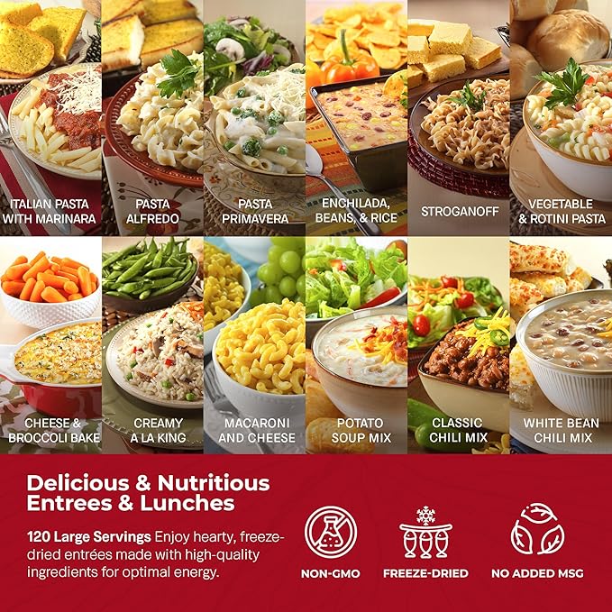 Legacy Food Storage 120 Serving Emergency Food Supply Bucket, 16 Entrees, 48,640 Total Calories