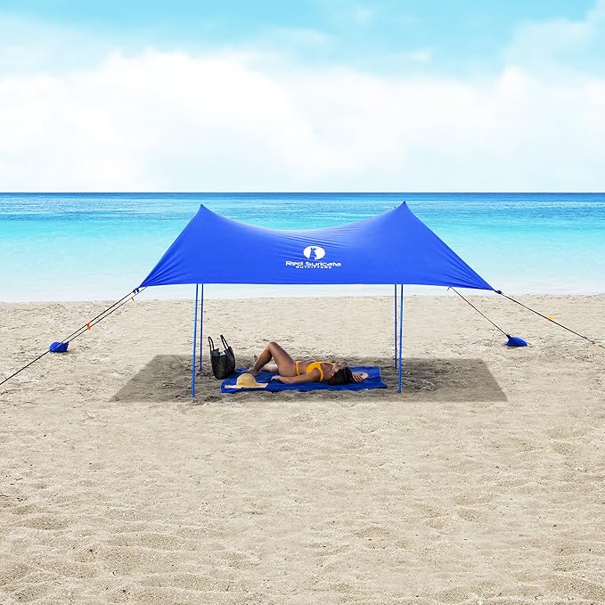 Red Suricata Family Beach Tent & Canopy, UPF50 Sun Shade, Sunshade With 4 Aluminum Poles, 4 Pole