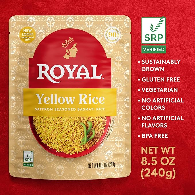 Royal Ready to Heat Saffron Seasoned Yellow Basmati Rice (8.5oz, Pack of 6)