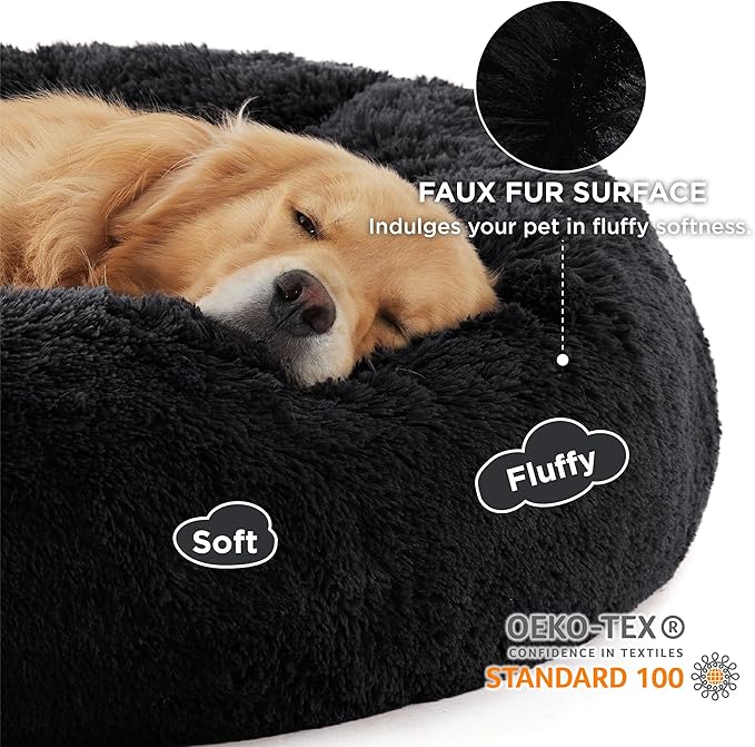 Bedsure Calming Dog Bed for Extra Large Dogs - Donut Washable Large Pet Bed, 45 inches Anti-Slip