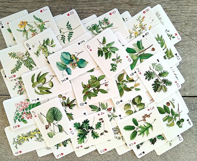 Trees and Leaves Playing Cards (Poker Deck 54 Cards All Different) Vintage Antique Botannical Books