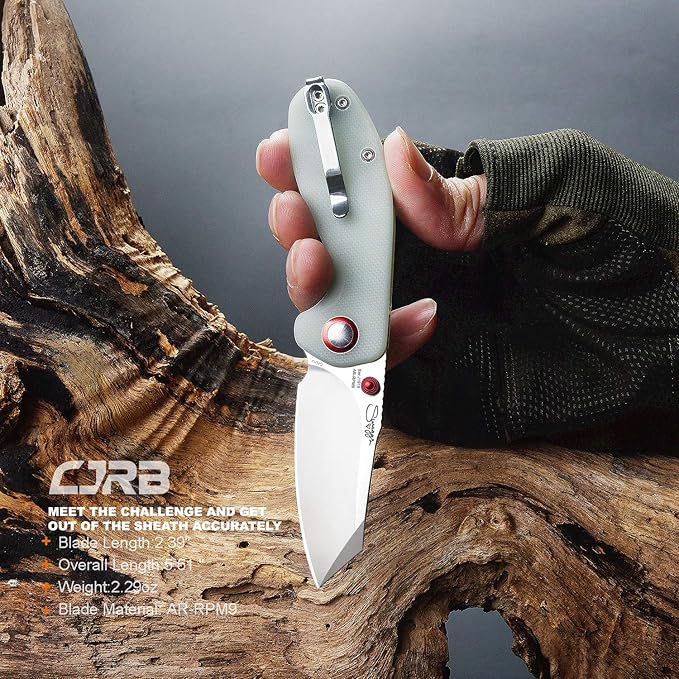 CJRB Maileah Pocket Knife with 2.39?™â€?AR-RPM9 Powder Steel Blade Folding Knife with G10 Handle
