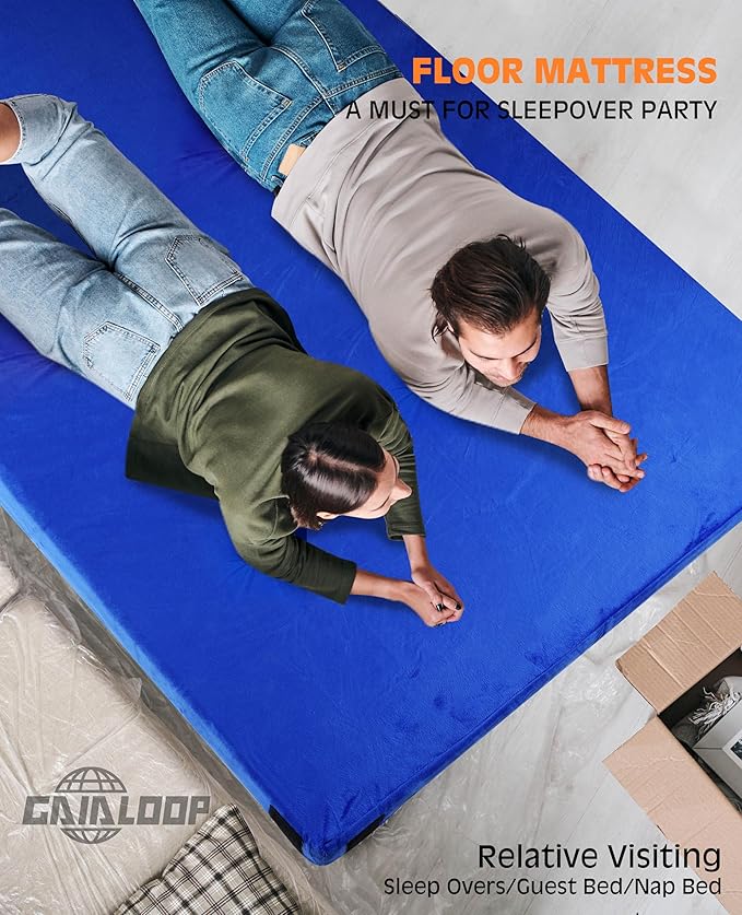 4 Inch GAIALOOP Extra Thick Memory Foam Camping Mattress, Roll Up Floor Sleeping Mat Camp Cot
