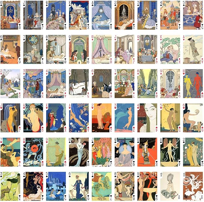 George BARBIER Playing Cards (Poker Deck 54 Cards All Different) Vintage Retro Art Deco Ponchoir