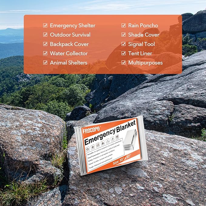 6 Pack Emergency Mylar Blanket, Emergency Blanket Space Blanket Survival Rescue Insulating