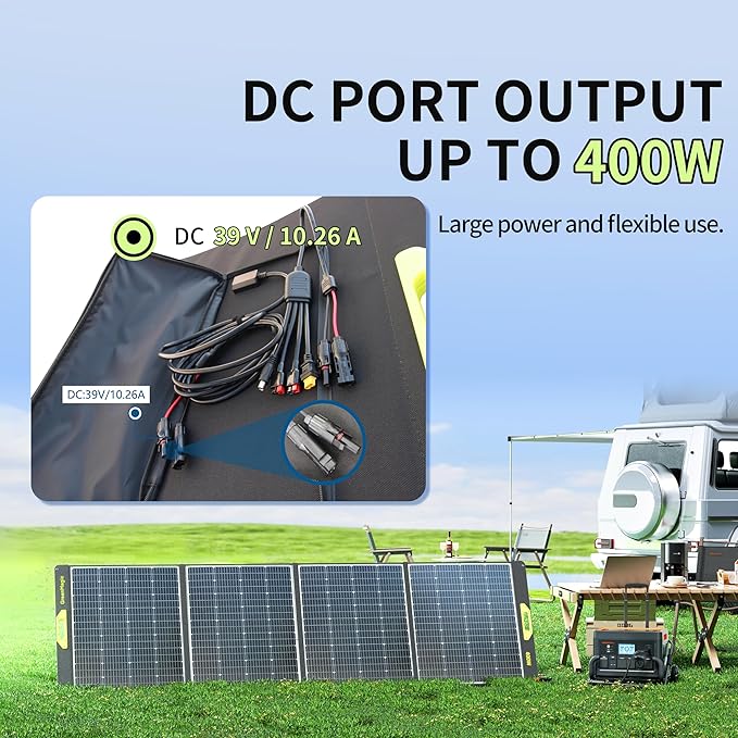 400W Portable Solar Panel, Greenmagic 400W 39V Foldable Portable Solar Panel Charger, with Output