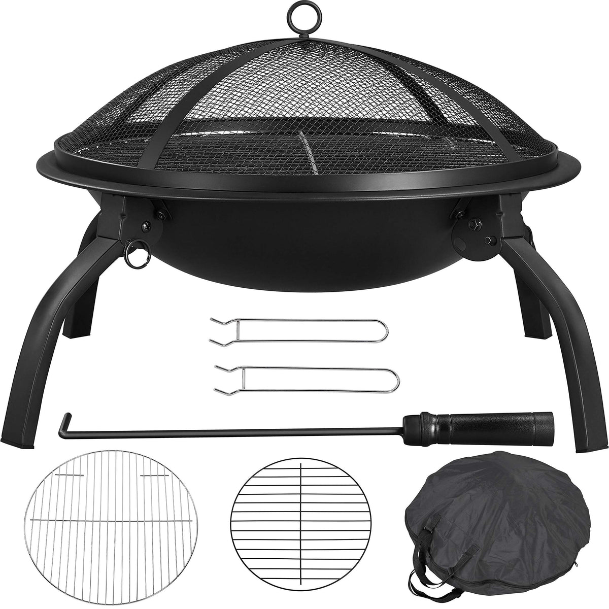 Yaheetech 21inch Fire Pit Portable Folding Steel Fire Bowl Garden Treasures Fire Pit for Outside