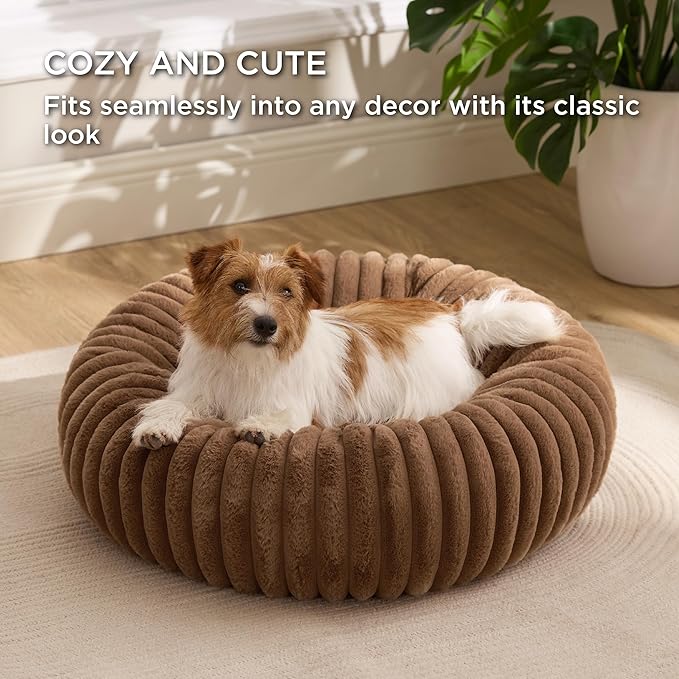 Bedsure Donut Small Dog Bed - Dog Beds for Small Dogs with Corduroy Fleece & Anti Slip Bottom