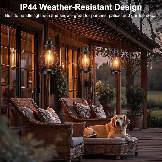Rechargeable Outdoor Camping Lanterns 2Pack, Vintage Dimmable Hanging Outdoor Camping Lights with