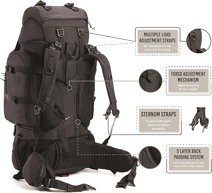 Tripole Colonel 80 Litres Internal Frame Trekking and Hiking Rucksack + Detachable Day Pack, Rain