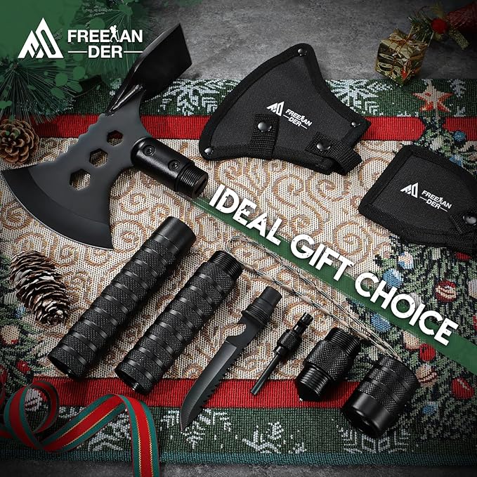 Freelander Tactical Axe 2 Pack, Sharp Tomahawk with Sheath, Portable Tomahawk with Clip and Bottle