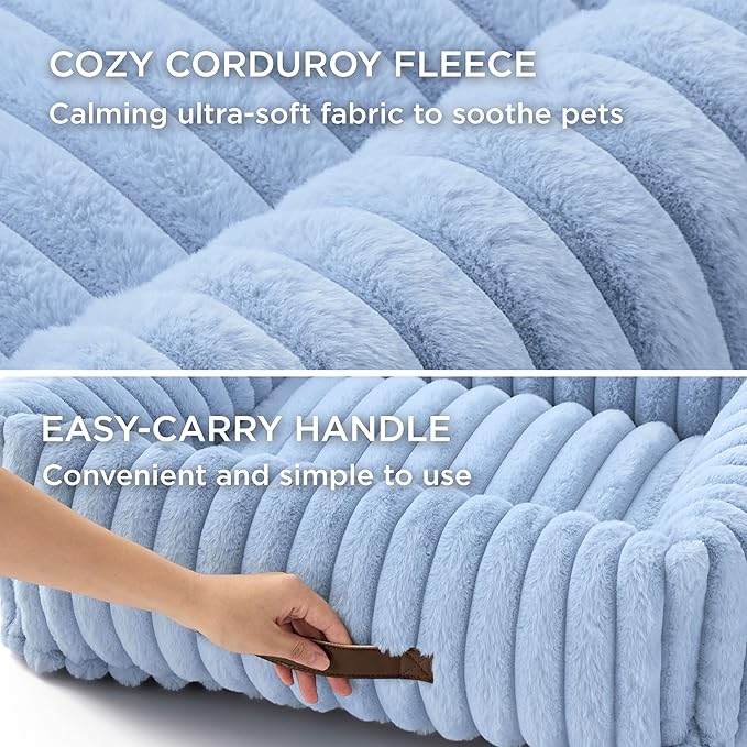 Bedsure Washable Dog Bed for Medium Dogs - Cute Furry Puppy Beds, Rectangle Orthopedic Corduroy