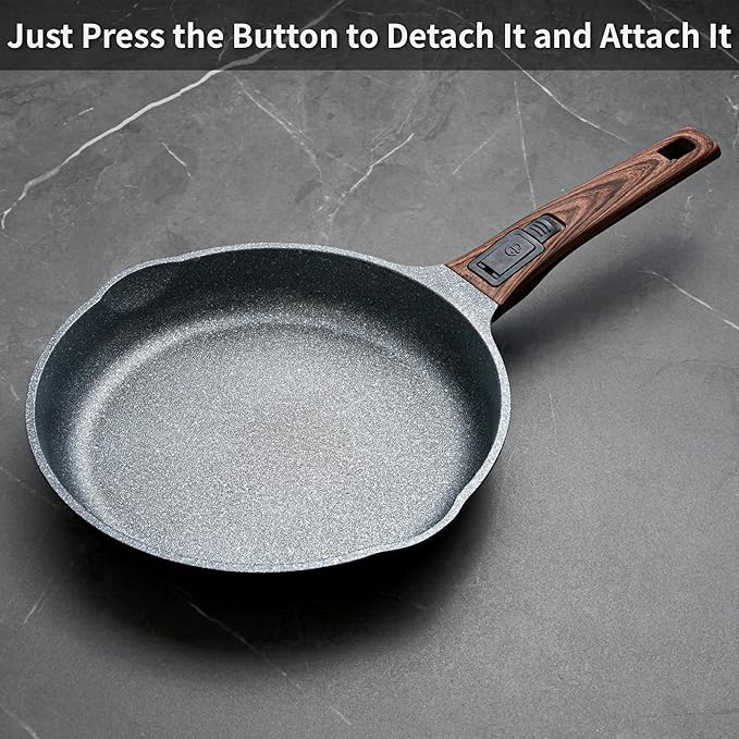 10 Inch and 12.5 Inch Smart Nonstick Frying Pan Set with Removable Handles,Cast Aluminum and
