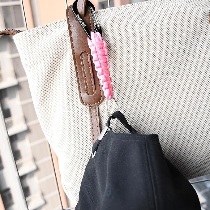 BRAVESHINE Paracord Keychain Carabiner Clip, D Ring Lanyard Hanger Stroller Hook for Water Bottle