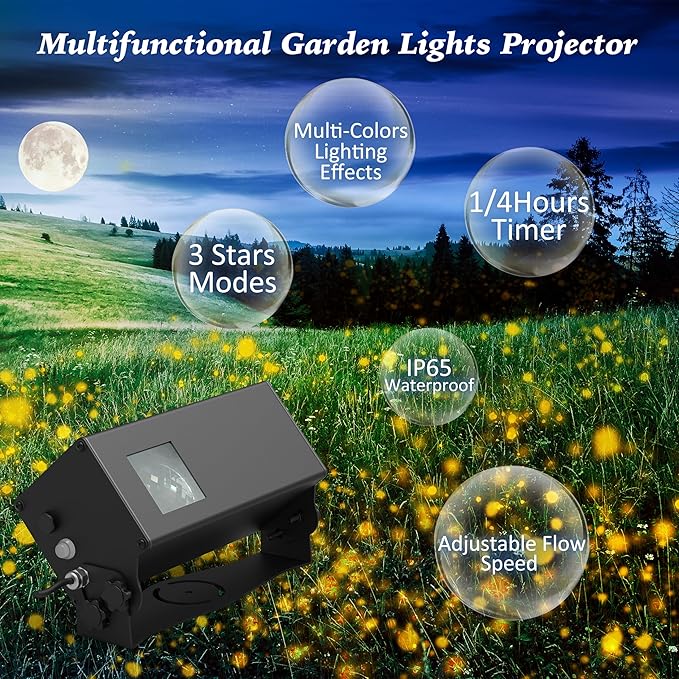AIRIVO Outdoor Laser Lights Projector, 5 Color Motion Firefly Lights Star Show Projection Light
