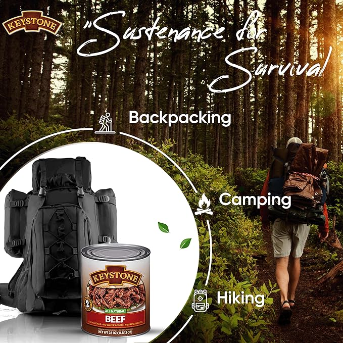 Keystone Meats All Natural Heat and Serve Canned Beef 28 oz ??Fully Cooked Canned Meat ??Ready to