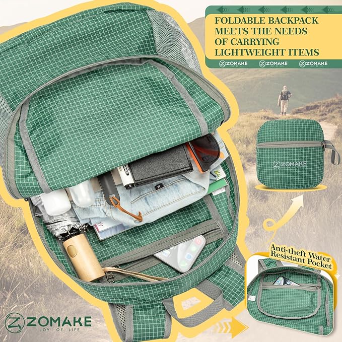 ZOMAKE Ultra Lightweight Hiking Backpack 20L - Packable Small Backpacks Water Resistant Daypack for