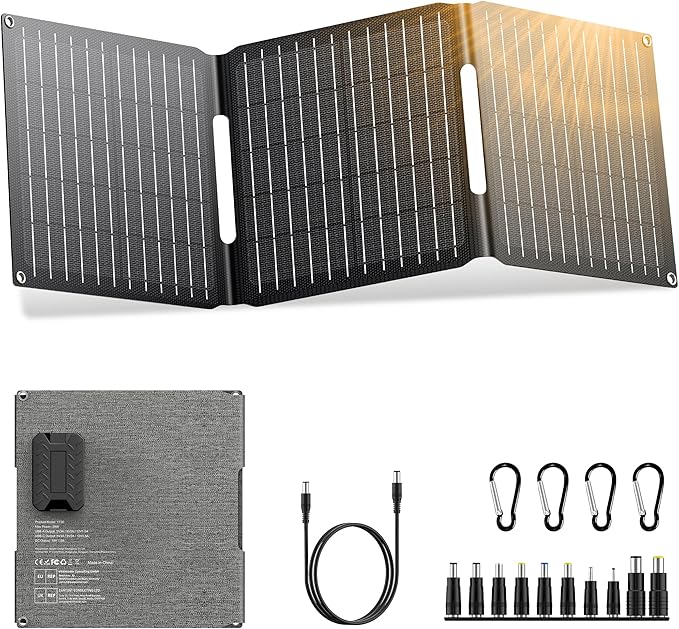 Portable Solar Panel Charger 30W, Foldable Solar Panel Kit with DC/USB C/USB A Output for Power