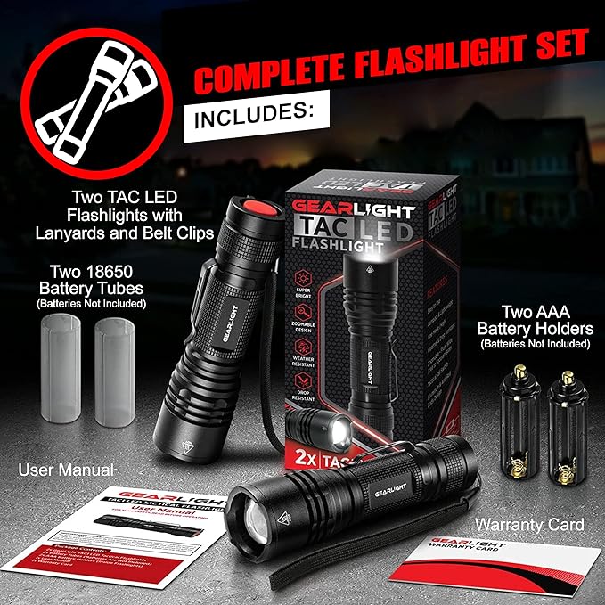 GearLight LED Tactical Flashlights High Lumens - Mini Flashlights for EDC Carry - Compact Powerful