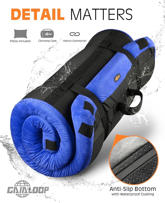 3 Inch GAIALOOP Thick Memory Foam Camping Mattress Sleeping Pad [Car/Tent/Cot] Glamping Portable
