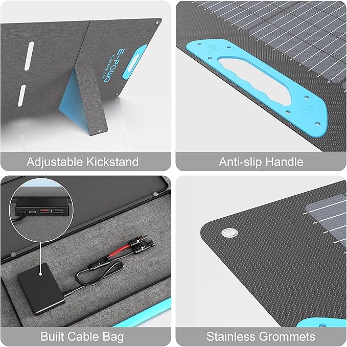 220W Portable Solar Panel for Power Station, 23.5% High Efficiency ETFE Foldable Solar Panels