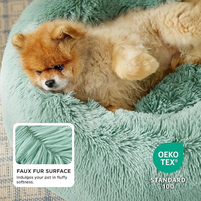 Bedsure Calming Dog Bed for Small Dogs - Donut Washable Small Pet Bed, 23 inches Anti-Slip Round