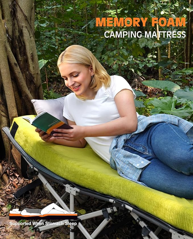 4 Inch GAIALOOP Extra Thick Memory Foam Camping Mattress, Roll Up Floor Sleeping Mat Camp Cot