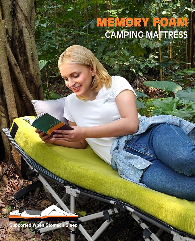 4 Inch GAIALOOP Extra Thick Memory Foam Camping Mattress, Roll Up Floor Sleeping Mat Camp Cot