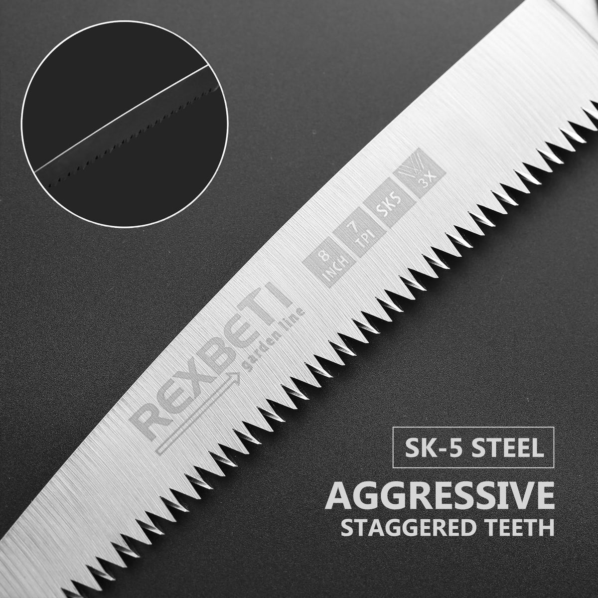 REXBETI 8-Inch Folding Hand Saw, Pruning Saw for Tree Trimming, SK5 Steel