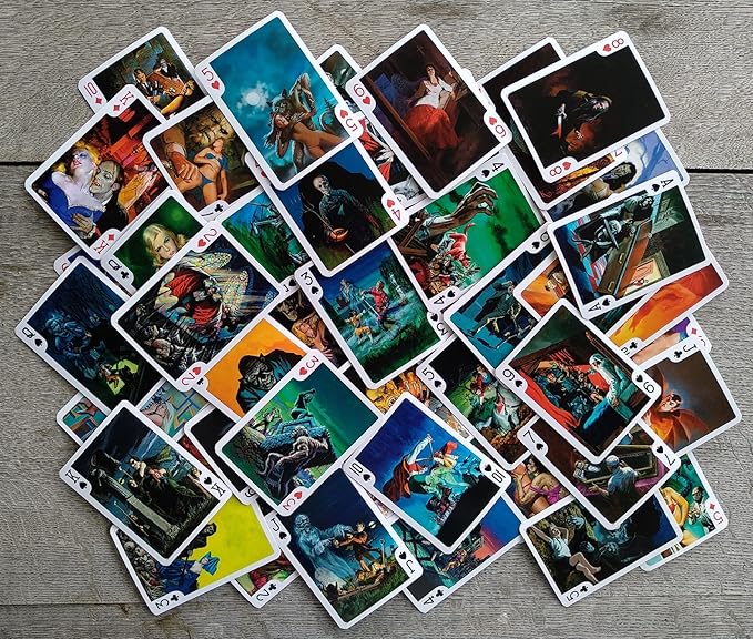 Horror Playing Cards (Poker Deck 54 Cards All Different) Vintage Horror Action Comics Pulp Fiction