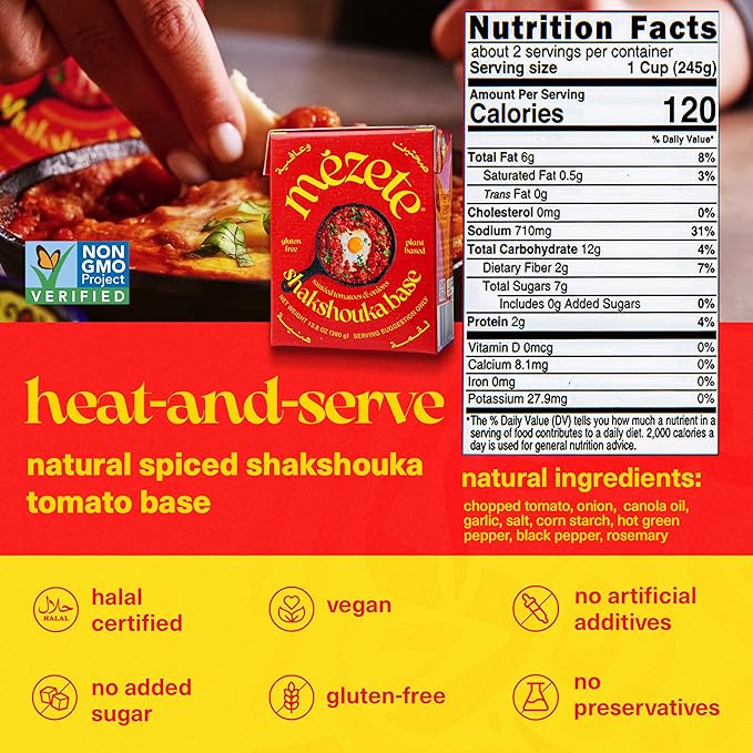 Mezete All-Natural Stew Base | Authentic Middle Eastern | Shakshouka Base | Sauteed Tomatoes &