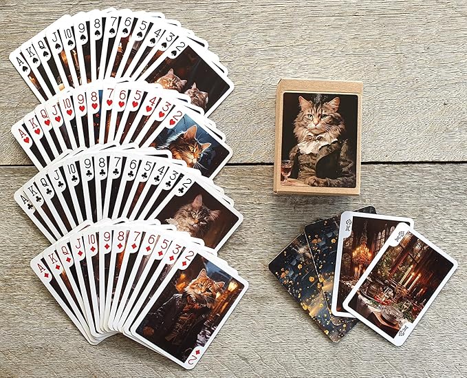 Victorian Cats Playing Cards (Poker Deck 54 Cards All Different) Handsome Cats in Victorian Suits