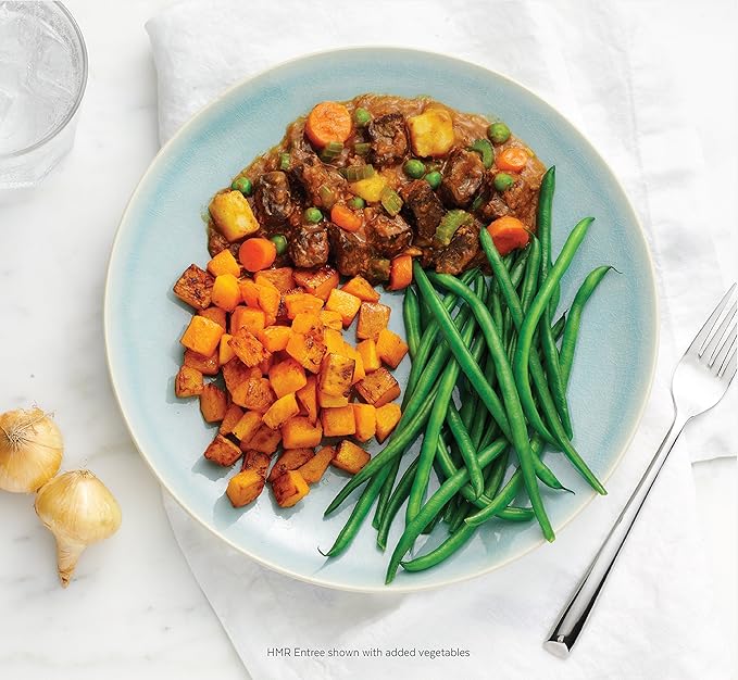 HMR Entrees Meals 6-Pack Vegetable Stew with Beef | Low Calorie Microwave Meals for Weight Loss |