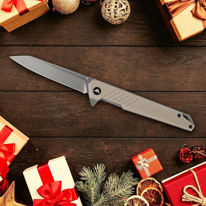 FLISSA Folding Knife, Pocket Knife with D2 Steel Blade, G10 Handle, Pocket Clip, Lightweight for