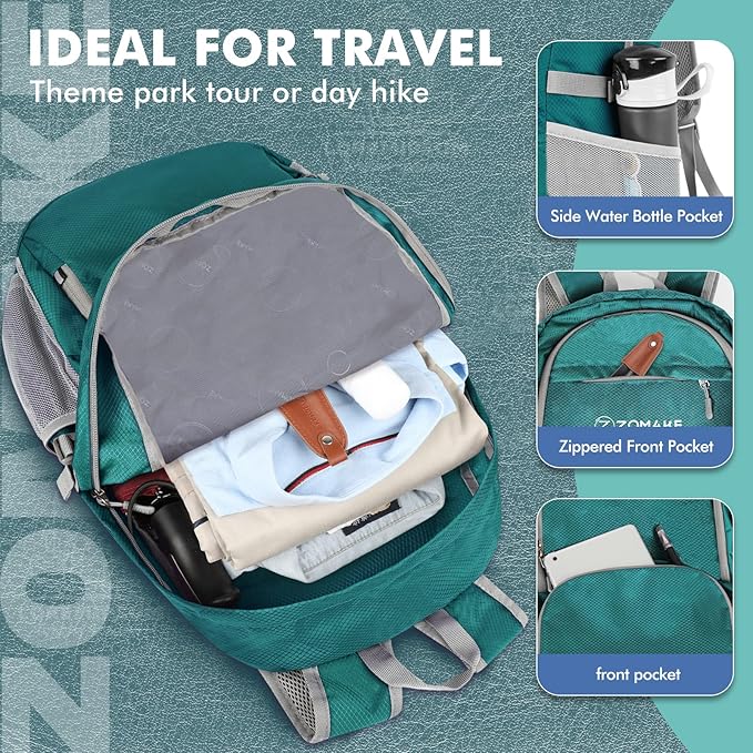 ZOMAKE Lightweight Packable Backpack 30L, Foldable Hiking Backpacks Water Resistant Compact Folding